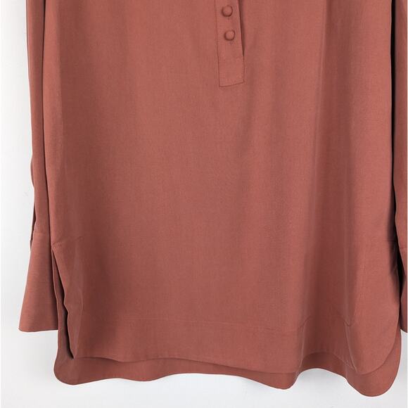Soft Surroundings Dusty Rose Split V-Neck Half Button Silk Tunic Size Medium‎ - Picture 4 of 8
